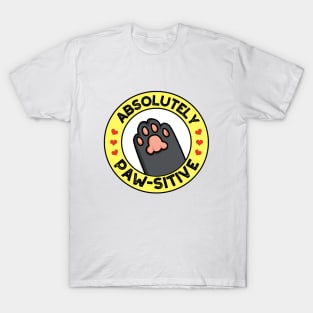 Absolutely Pawsitive Cute Pawprint Animal Pun T-Shirt